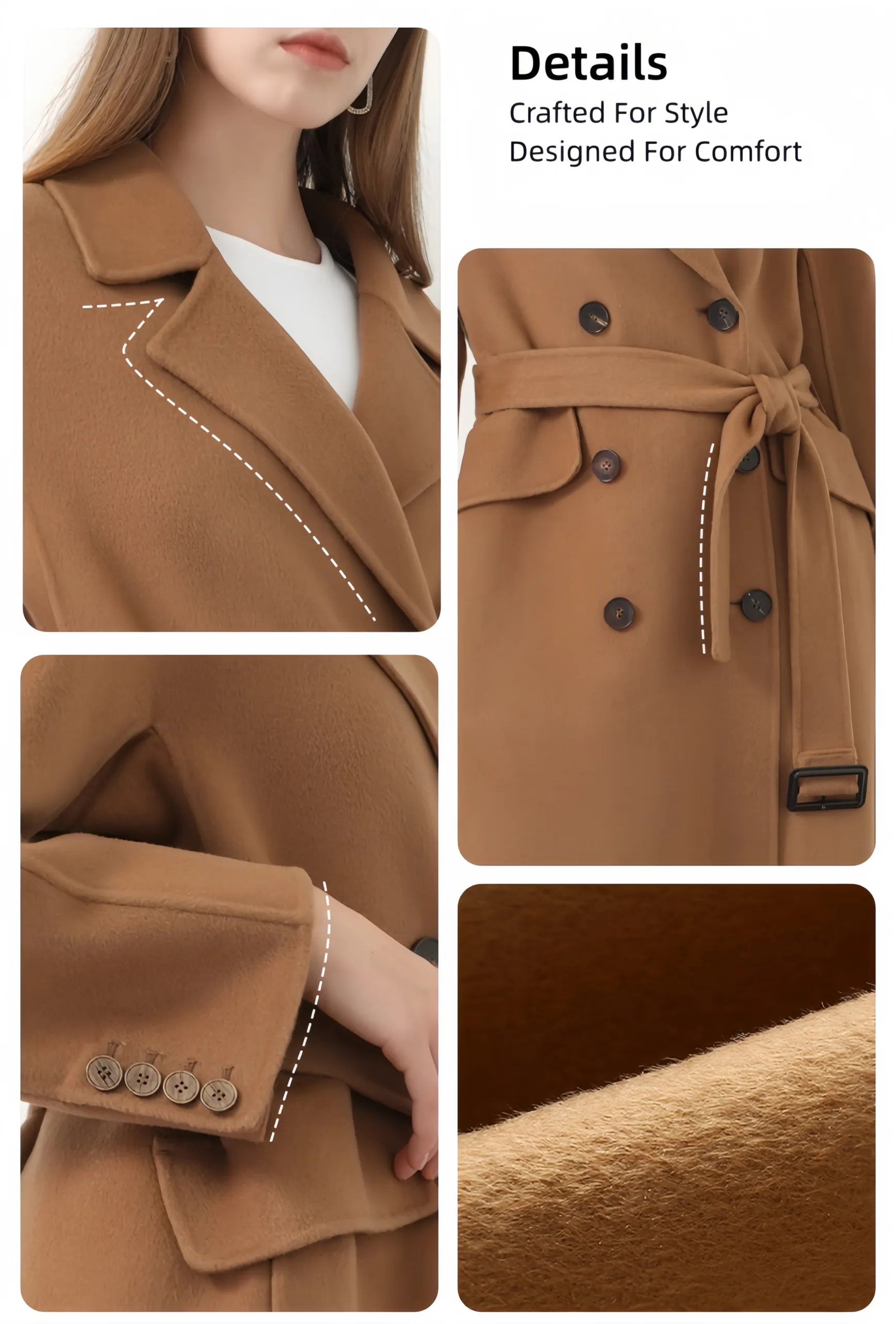 2025 new style cashmere trench coat