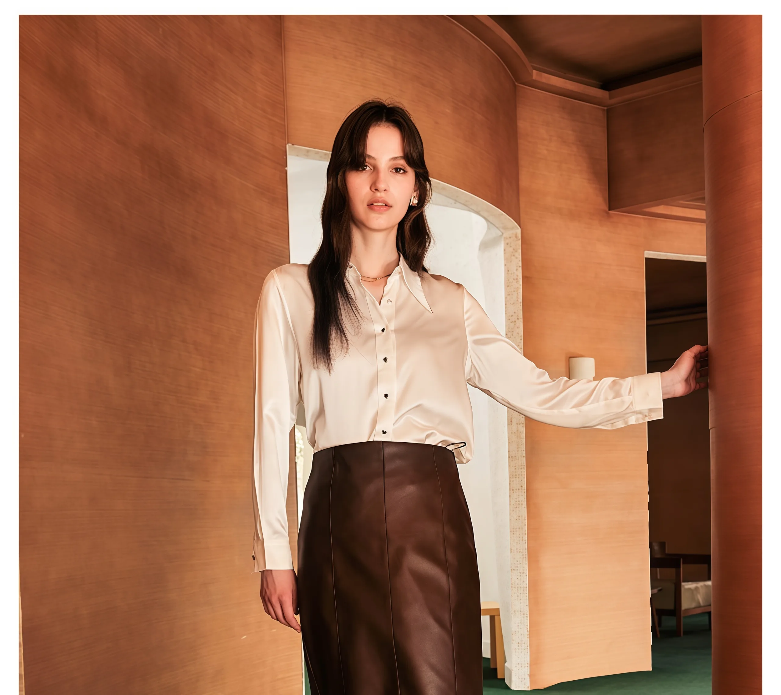 new collection white silk shirt for women heavyweight mulberry silk top satin luxury long sleeve blouse