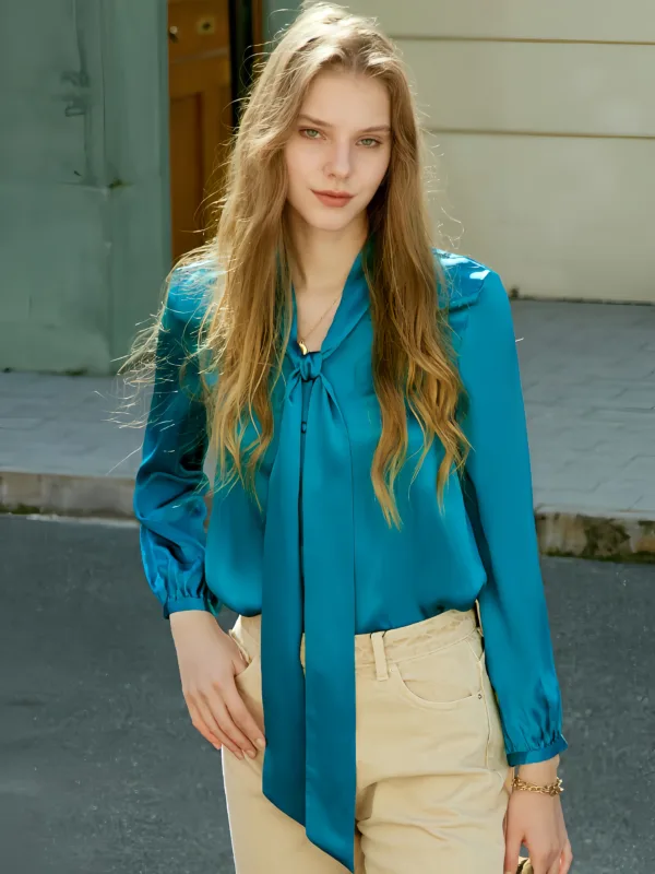 new arrival fresh silk shirt for inner layer long sleeve french chic top