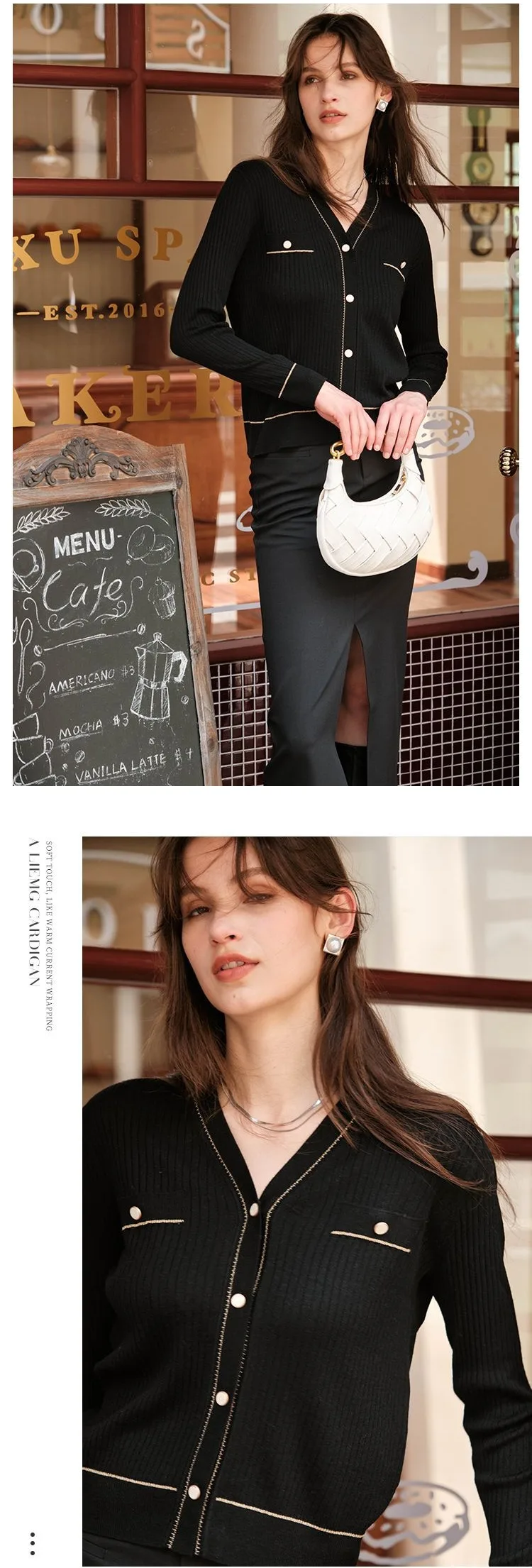 Elegant V-Neck Wool Cardigan - Affordable Luxury Slim Fit auto draft